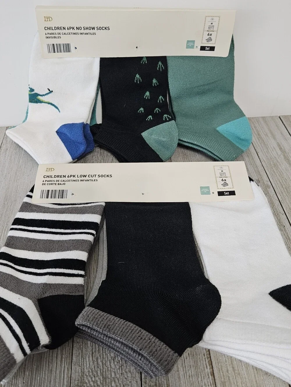 2 - 6 Packs Low Cut Socks Size M 6X Boys 8-10 Girls 7-8  No Show Socks by L&D Wh